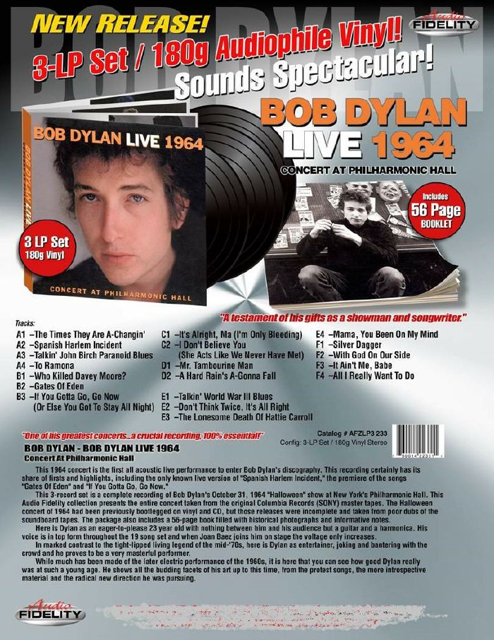 Bob DYLAN - Live 1964: Concert At Philharmonic Hall Vinyl at Juno Records.