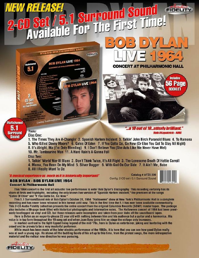 DYLAN, Bob - Live 1964: Concert At Philharmonic Hall