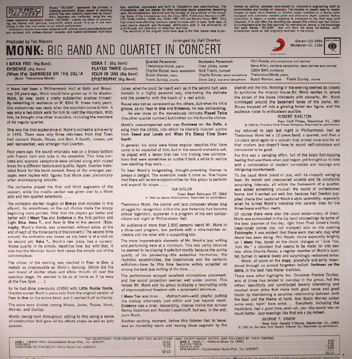 MONK, Thelonious - Big Band & Quartet In Concert