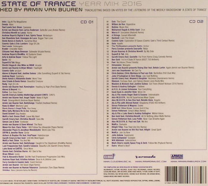 Armin VAN BUUREN/VARIOUS A State Of Trance Year Mix 2016 CD at Juno ...