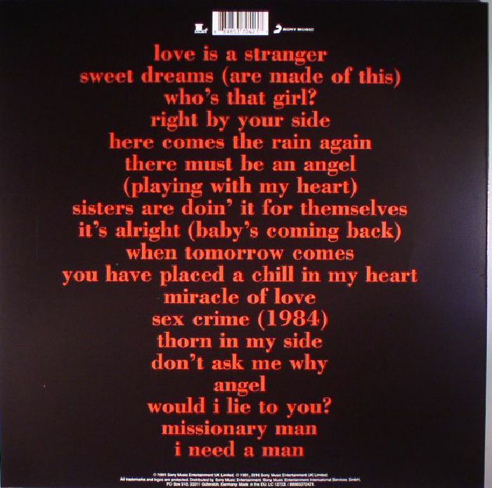 eurythmics greatest hits cd cover