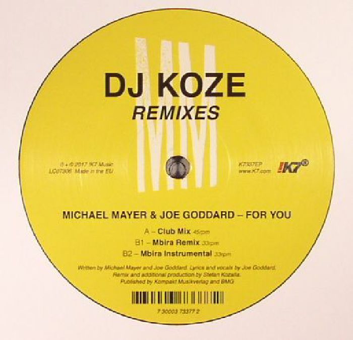 MAYER, Michael/JOE GODDARD - For You (DJ Koze remixes)