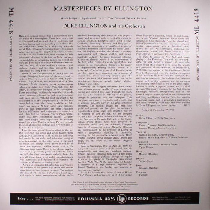 ELLINGTON, Duke & HIS ORCHESTRA - Masterpieces By Ellington