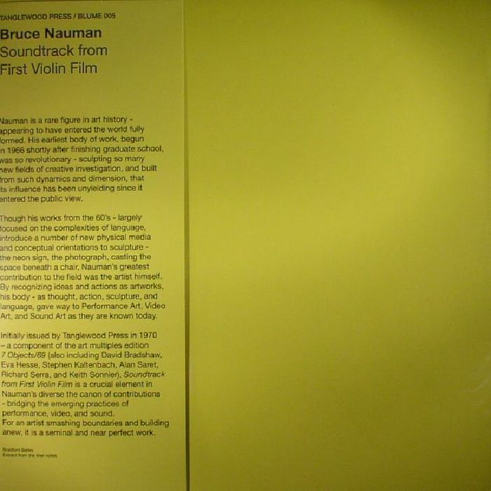 NAUMAN, Bruce - Soundtrack From First Violin Film (reissue)