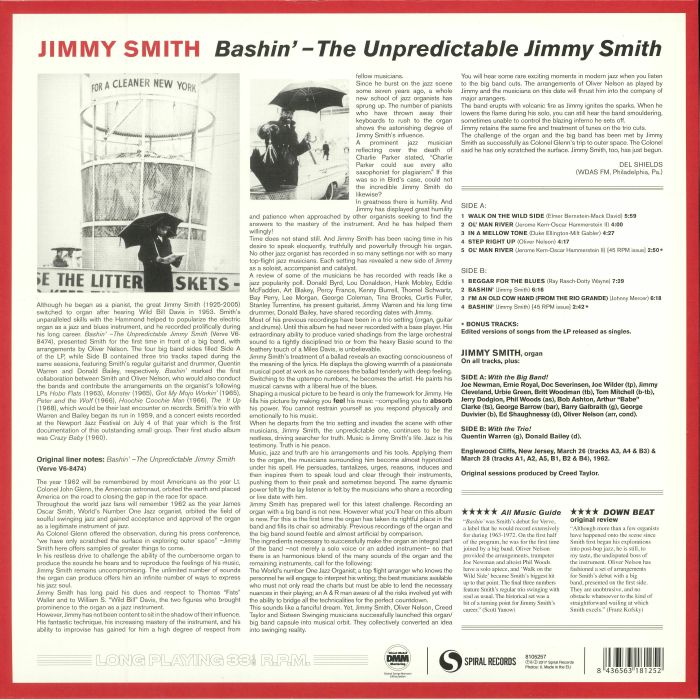 SMITH, Jimmy - Bashin': The Unpredictable Jimmy Smith (reissue)
