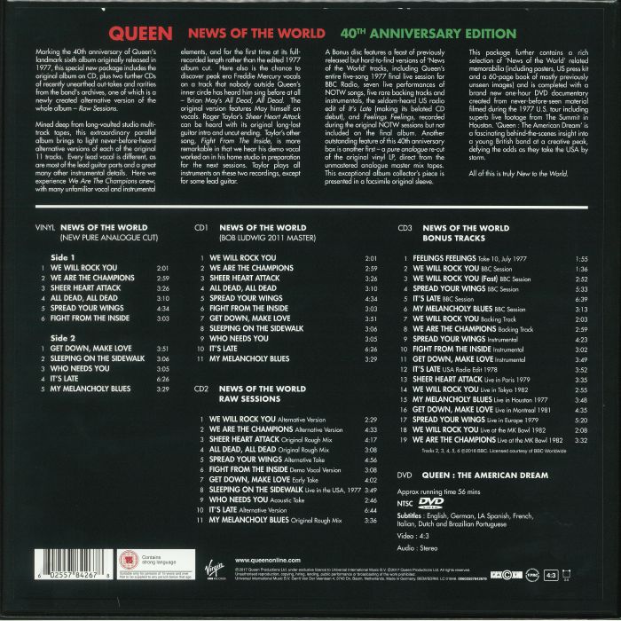 QUEEN - News Of The World: 40th Anniversary Edition - Vinyl (LP box ...