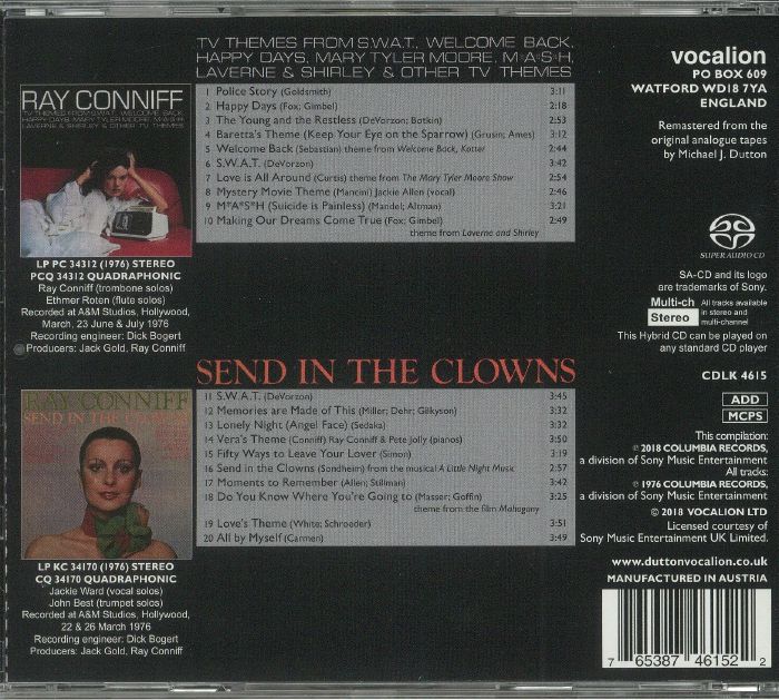 CONNIFF, Ray - Theme From SWAT & Send In The Clowns (remastered)