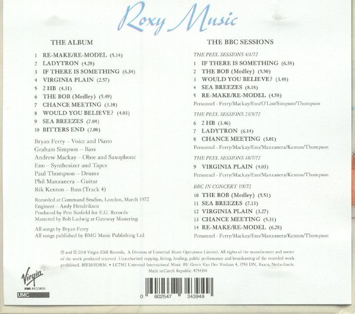 ROXY MUSIC Roxy Music Deluxe Edition CD at Juno Records.
