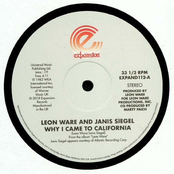 WARE, Leon/JANIS SIEGEL - Why I Came To California