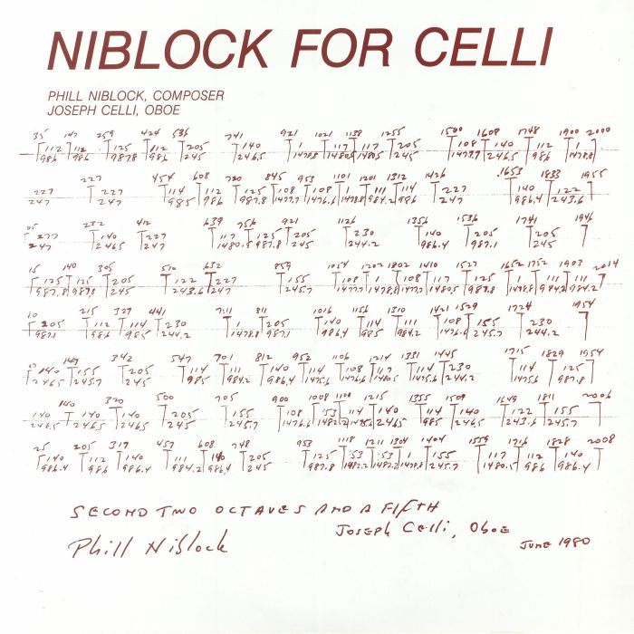 NIBLOCK, Phill - Niblock For Celli/Celli Plays Niblock