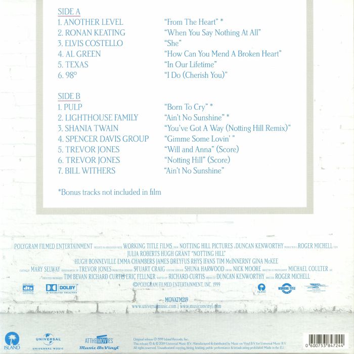 VARIOUS - Notting Hill: 20th Anniversary Edition (Soundtrack)