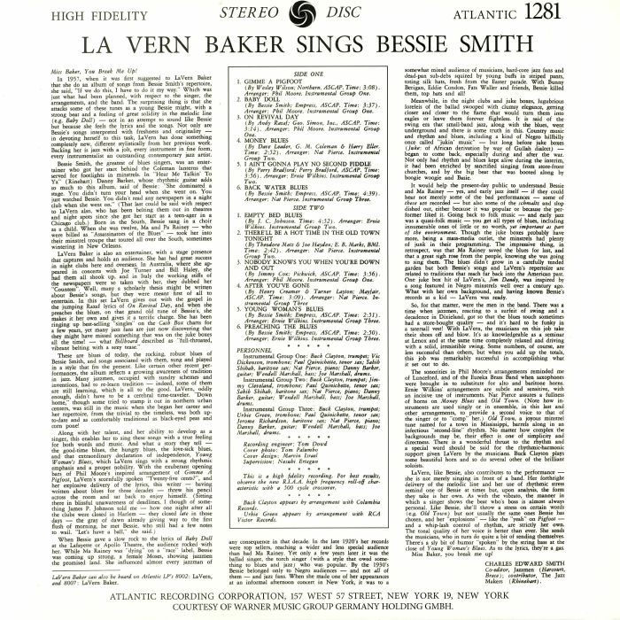BAKER, Lavern - LaVern Baker Sings Bessie Smith (reissue)