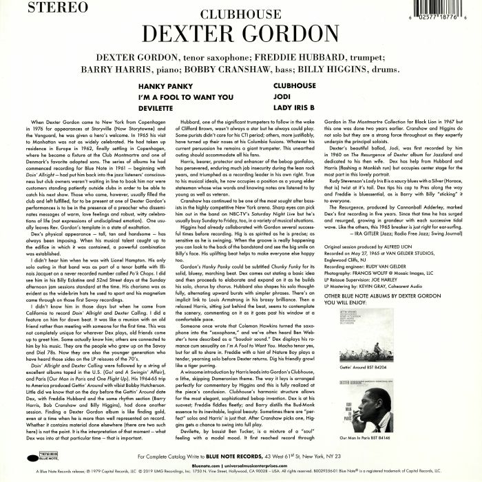 GORDON, Dexter - Clubhouse (Tone Poet Series) (reissue)