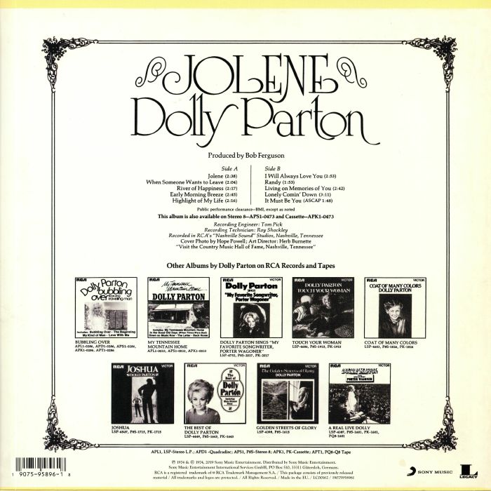 PARTON, Dolly - Jolene (reissue)