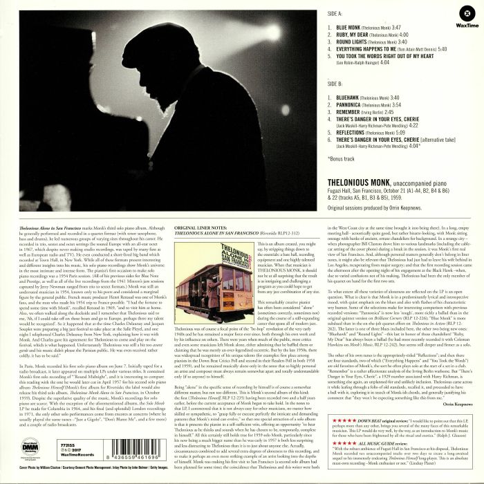 MONK, Thelonious - Alone In San Francisco