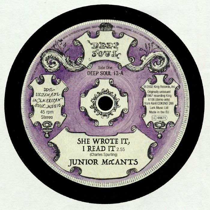 McCANTS, Junior/JOHNNY SOUL - She Wrote It I Read It