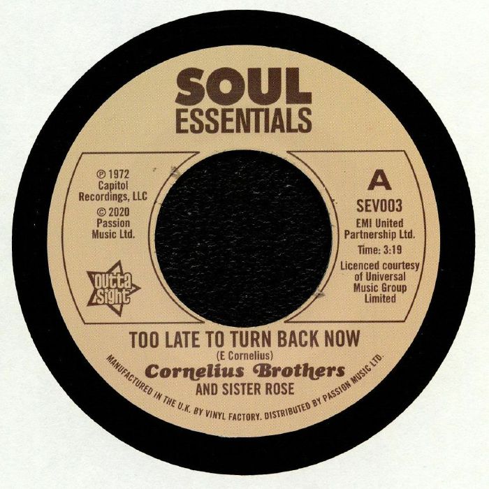 CORNELIUS BROTHERS & SISTER ROSE - Too Late To Turn Back Now Vinyl at ...