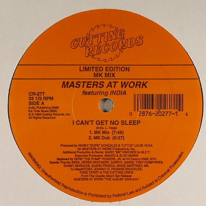 MASTERS AT WORK feat INDIA - I Can't Get No Sleep (MK mixes)