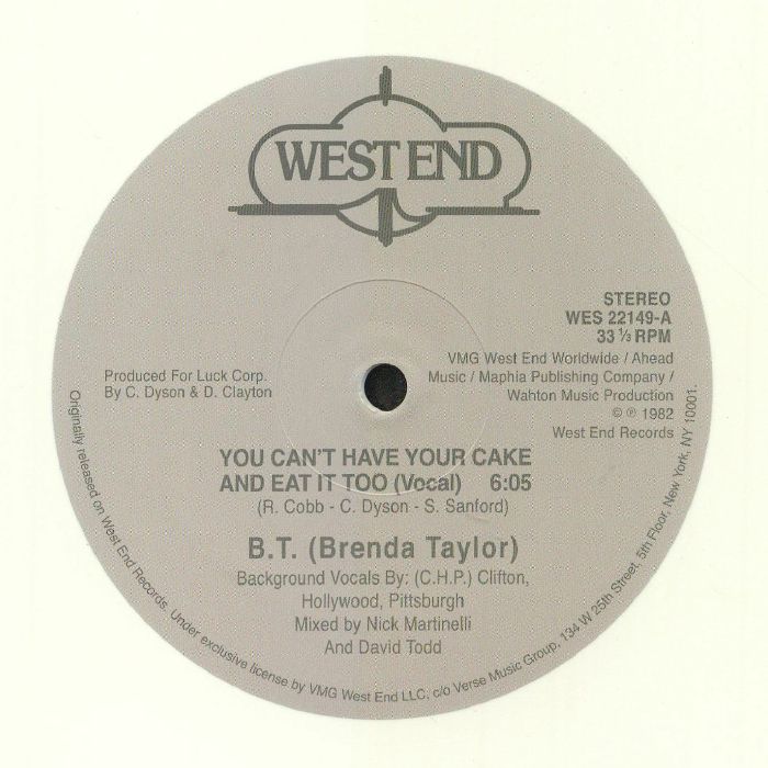 BT aka BRENDA TAYLOR - You Can't Have Your Cake & Eat It Too (reissue)