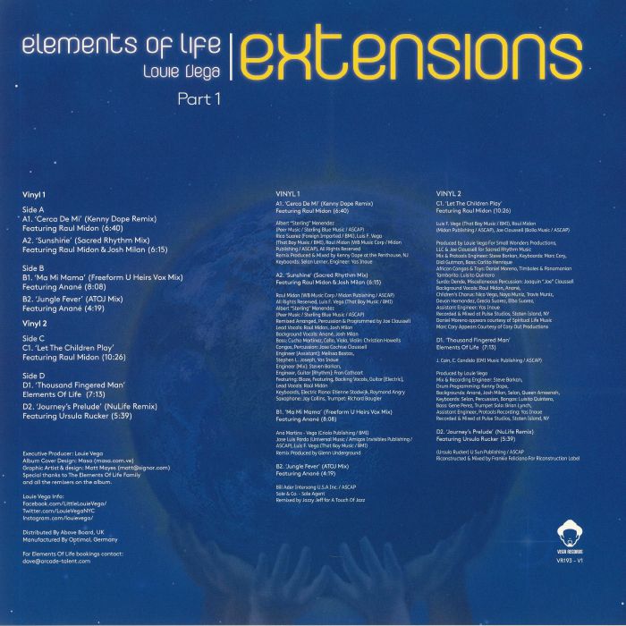 ELEMENTS OF LIFE/LOUIE VEGA - Elements Of Life: Extensions Part 1