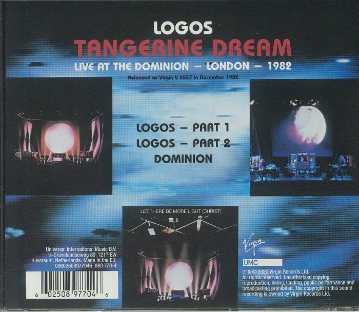 TANGERINE DREAM Logos Live At The Dominion London 1982 (remastered