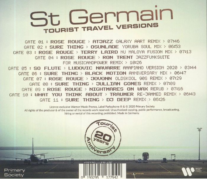 ST GERMAIN Tourist 20th Anniversary Travel Versions CD at Juno Records.