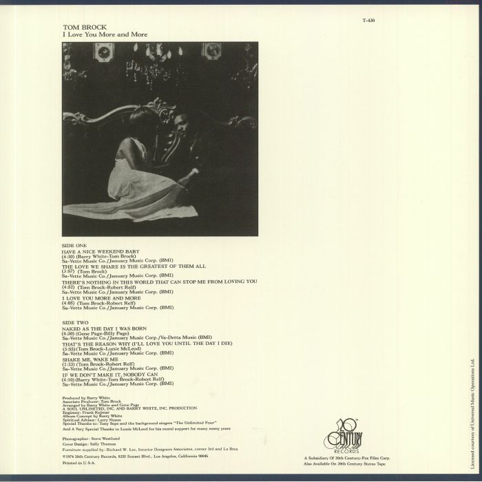 BROCK, Tom - I Love You More & More (reissue)