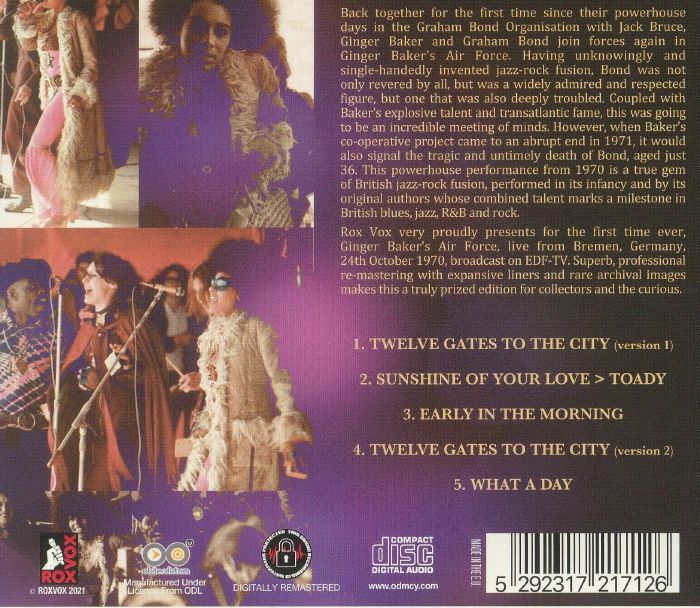 GINGER BAKER/GRAHAM BOND Live Bremen 1970 CD at Juno Records.