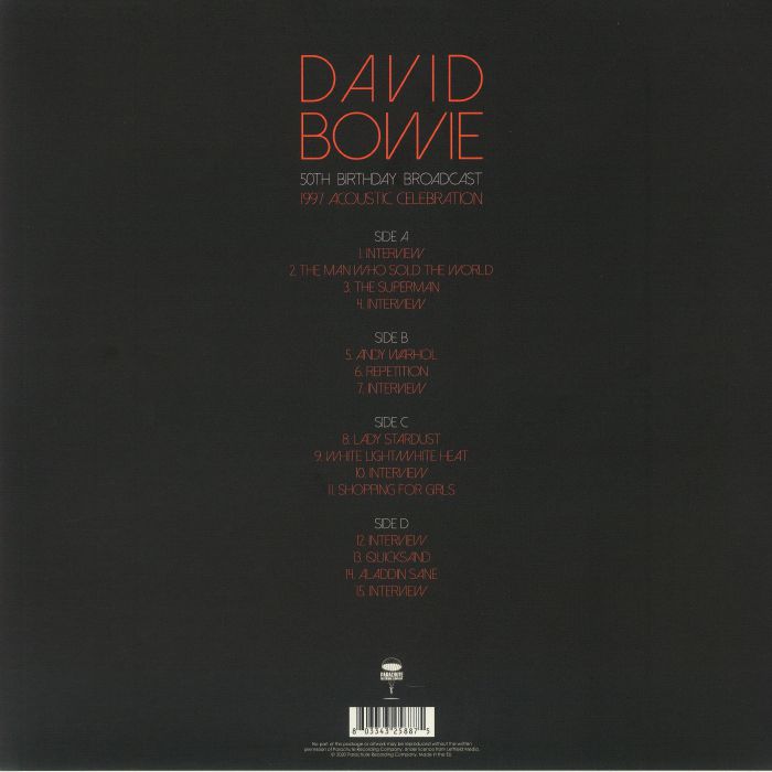 David BOWIE - 50th Birthday Broadcast: 1997 Acoustic Celebration Vinyl ...