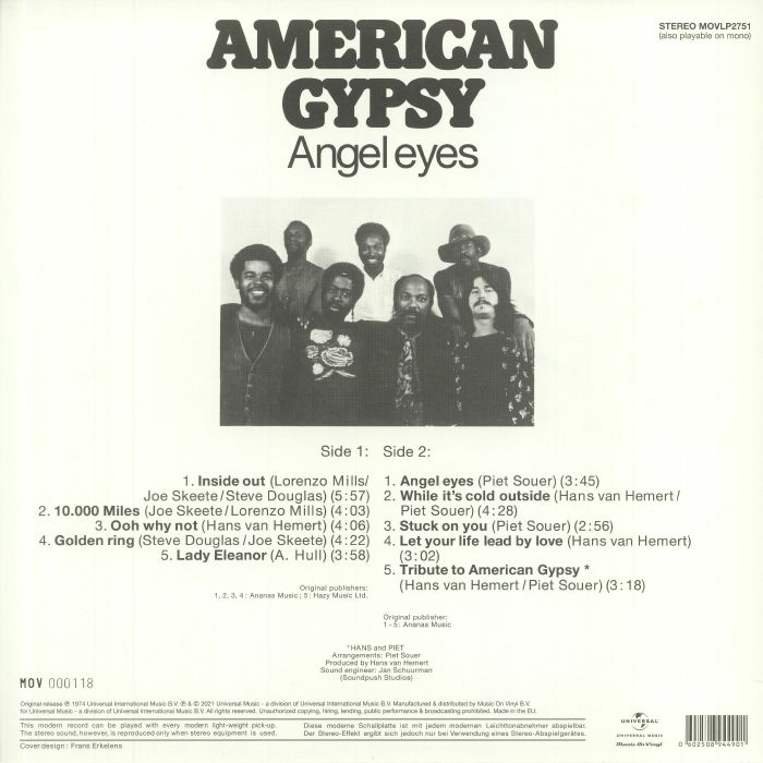 AMERICAN GYPSY - Angel Eyes (reissue) Vinyl at Juno Records.