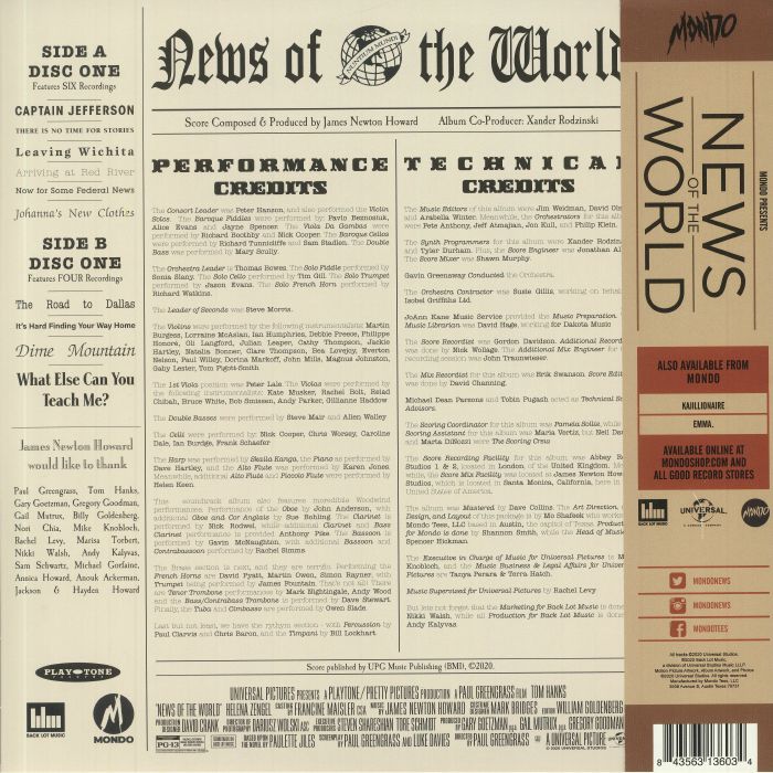 NEWTON HOWARD, James - News Of The World (Soundtrack)