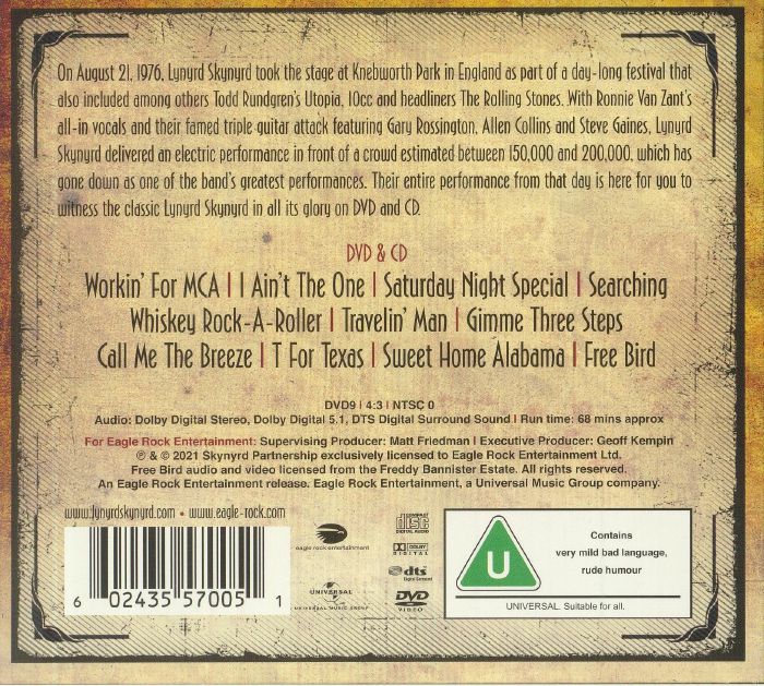 LYNYRD SKYNYRD - Live At Knebworth '76