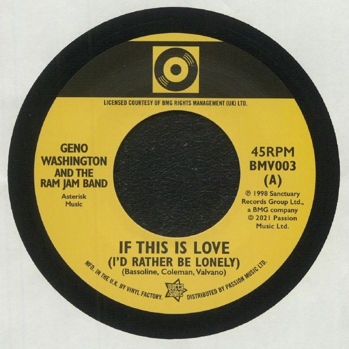 WASHINGTON, Geno & THE RAM JAM BAND/STUART SMITH - If This Is Love (I'd Rather Be Lonely)