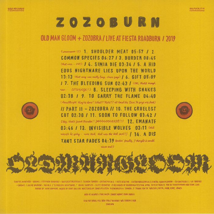 OLD MAN GLOOM/ZOZOBRA - Zozoburn: Old Man Gloom & Zozobra Live At Fiesta Roadburn 2019