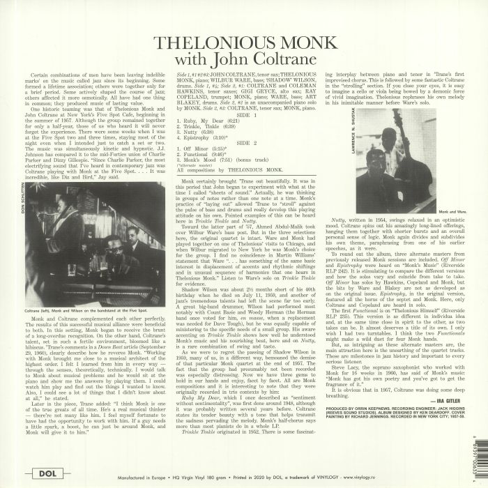 THELONIOUS MONK/JOHN COLTRANE - Thelonious Monk With John Coltrane