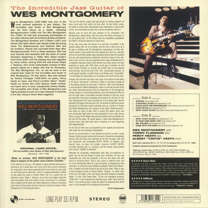 MONTGOMERY, Wes - The Incredible Jazz Guitar Of Wes Montgomery (reissue)