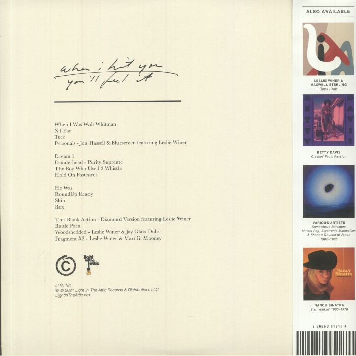 WINER, Leslie - When I Hit You You'll Feel It