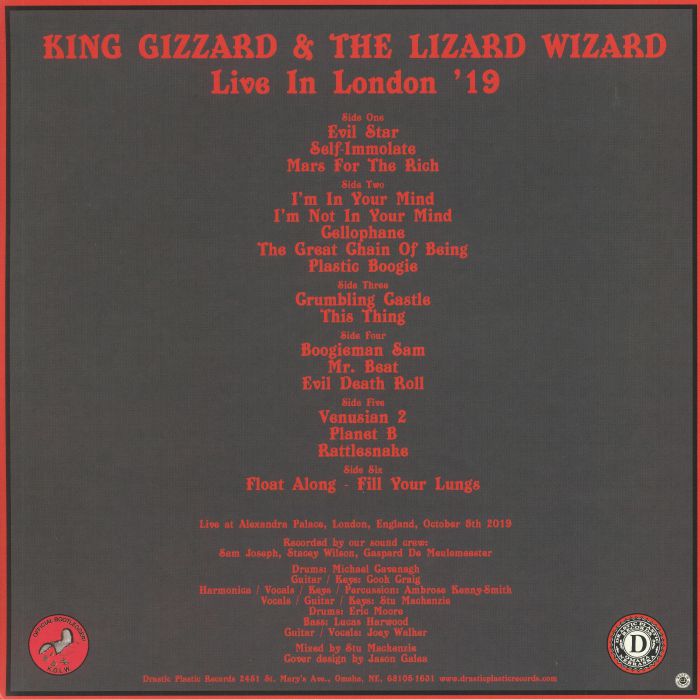 KING GIZZARD & THE LIZARD WIZARD Live In London 19 Vinyl at Juno Records.