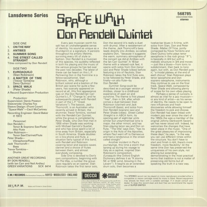 DON RENDELL QUINTET - Space Walk