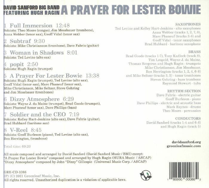 DAVID SANFORD BIG BAND feat HUGH RAGIN - A Prayer For Lester Bowie