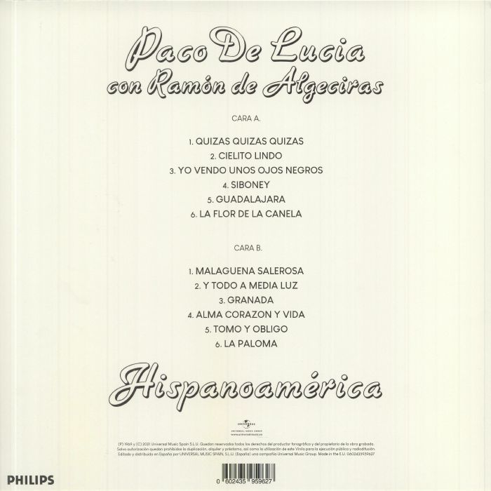 PACO DE LUCIA/RAMON DE ALGECIRAS - Hispanoamerica (reissue)