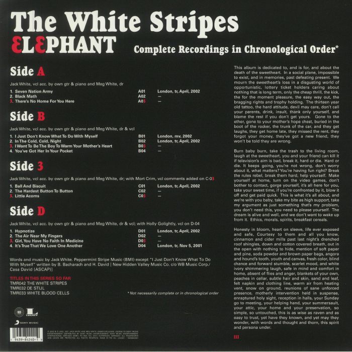 The WHITE STRIPES Elephant Vinyl at Juno Records.