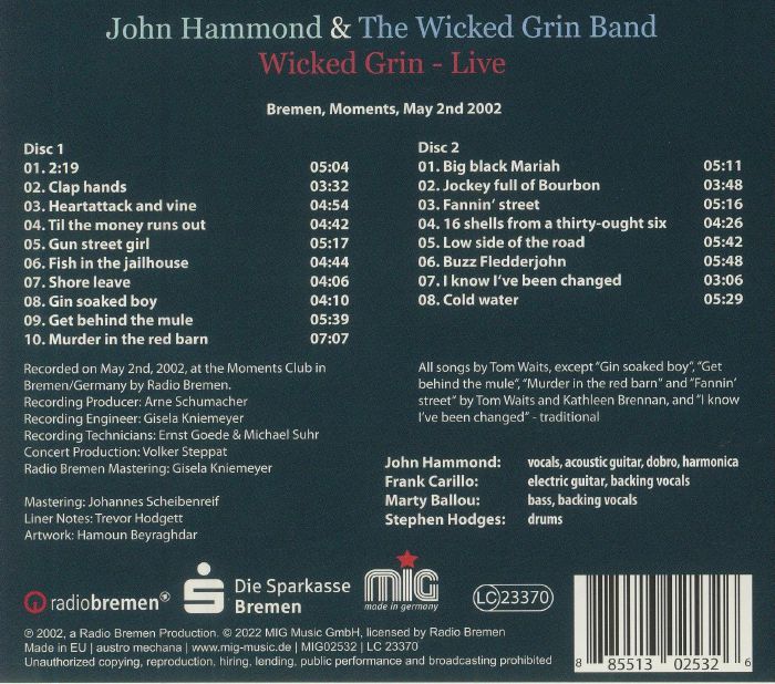 HAMMOND, John/THE WICKED GRIN BAND - Wicked Grin: Live