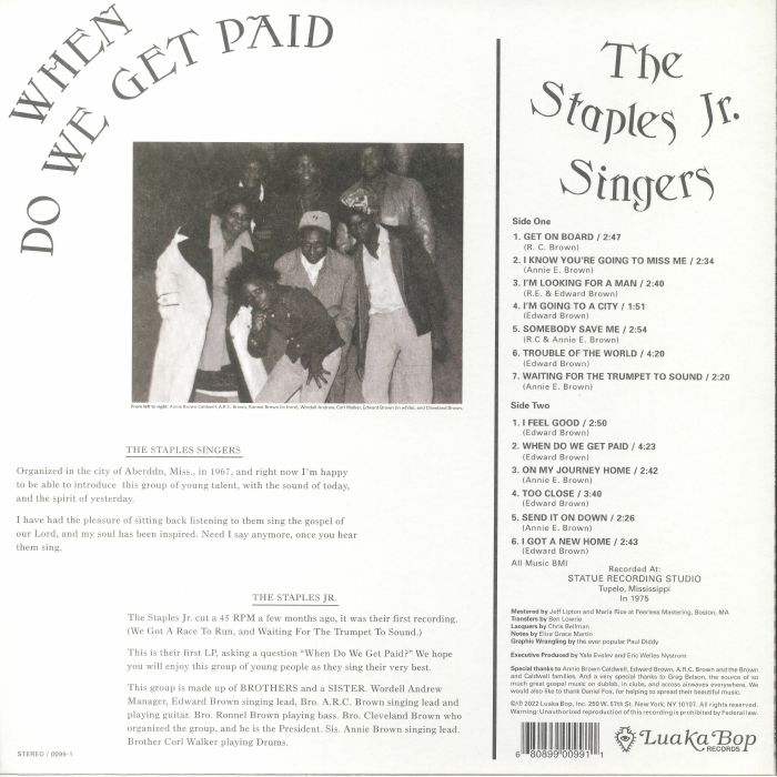 STAPLES JR SINGERS, The - When Do We Get Paid