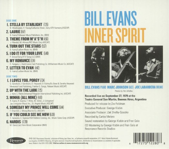 EVANS, Bill - Inner Spirit: The 1979 Concert At The Teatro General San Martin Buenos Aires