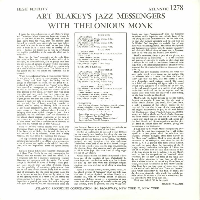 BLAKEY, Art & THE JAZZ MESSENGERS/THELONIOUS MONK - Art Blakey's Jazz Messengers With Thelonious Monk (Deluxe Edition)