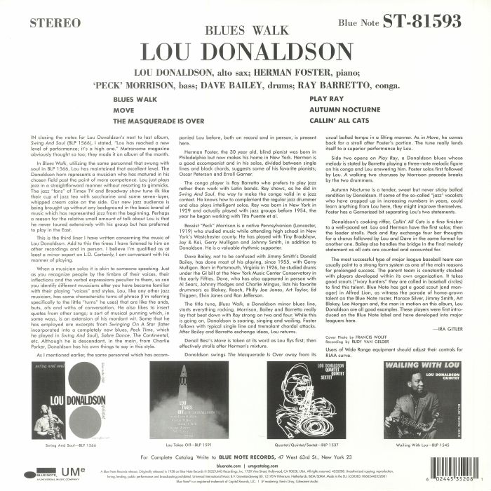 DONALDSON, Lou - Blues Walk (Classic Vinyl Series) (remastered)