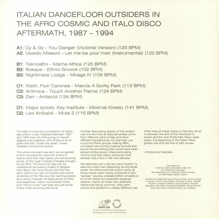VARIOUS - Italian Dancefloor Outsiders 1987-1994