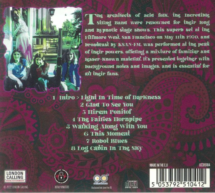 INCREDIBLE STRING BAND, The - Live At The Fillmore West 1970