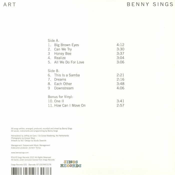 BENNY SINGS - Art (reissue)